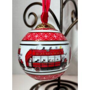 Halcyon Days 'Cats On Red London Bus' Christmas Bauble Ornament